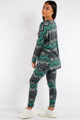 Victoria Green Zig Zag Viscose Loungewear