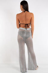 Riley Silver Metallic Fishnet Trousers