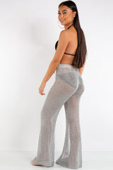 Riley Silver Metallic Fishnet Trousers