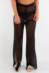 Riley Black Metallic Fishnet Trousers