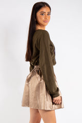 Samantha Gold PU Leather Skater Skirt