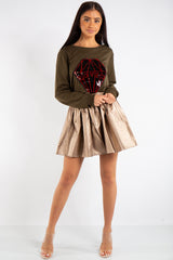 Samantha Gold PU Leather Skater Skirt