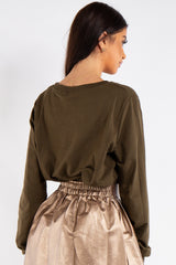 Caroline Khaki Diamond sequin Love Sweatshirt Jumper 