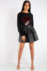 Caroline Black Diamond sequin Love Sweatshirt Jumper 