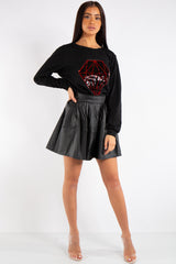 Caroline Black Diamond sequin Love Sweatshirt Jumper 