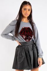 Caroline Grey Diamond sequin Love Sweatshirt Jumper