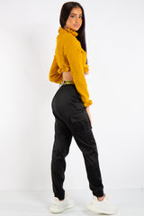 Emma Mustard Ruffle Neck Cropped Jumper