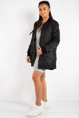 Scarlett Black Longline Straight Bomber Jacket