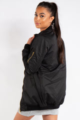 Madison Black Longline Bomber Jacket