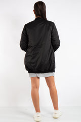 Madison Black Longline Bomber Jacket