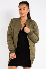 Madison Khaki Longline Bomber Jacket