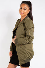 Madison Khaki Longline Bomber Jacket