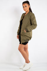 Madison Khaki Longline Bomber Jacket