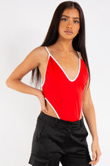Melanie Red Light Fabric Piping Bodysuit