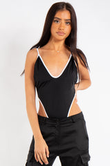 Melanie Black Light Fabric Pipping Bodysuit