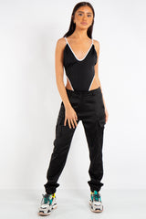 Melanie Black Light Fabric Pipping Bodysuit