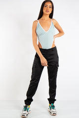 Melanie Pastel Green Light Fabric Piping Bodysuit