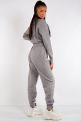 Millie Grey Turtle Neck Ribbed Design Loungewear Set