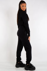 Millie Black Turtle Neck Ribbed Design Loungewear Set