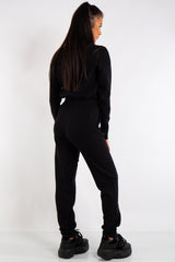 Millie Black Turtle Neck Ribbed Design Loungewear Set