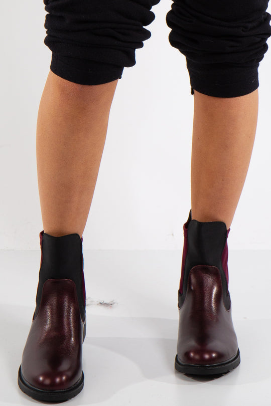 Talia Wine Contrast Chelsea Boots