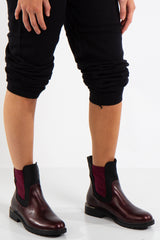 Talia Wine Contrast Chelsea Boots