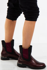 Talia Wine Contrast Chelsea Boots