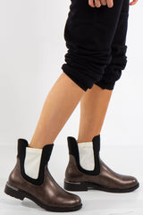 Talia Gun Metal Grey Contrast Chelsea Boots