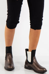 Talia Gun Metal Grey Contrast Chelsea Boots
