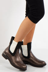 Talia Gun Metal Grey Contrast Chelsea Boots