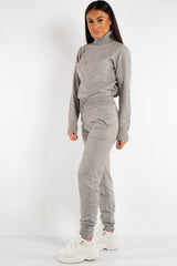 Lexi Grey Turtle Neck Diamond Design Loungewear Set