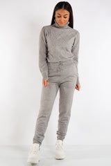 Lexi Grey Turtle Neck Diamond Design Loungewear Set