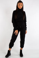 Lexi Black Turtle Neck Diamond Design Loungewear Set