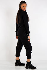 Lexi Black Turtle Neck Diamond Design Loungewear Set