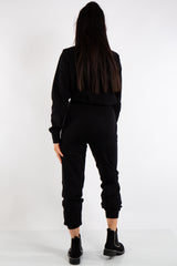 Lexi Black Turtle Neck Diamond Design Loungewear Set