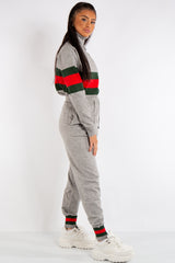 Gracelyn Grey Turtle Neck Knitted Striped Loungewear Set.