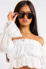 Emmy Rose Gold Frameless Straight Brow Bar Sunglasses