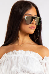 Emmy Rose Gold Frameless Straight Brow Bar Sunglasses