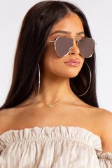 Cassandra Classic Rose Gold Mirrored Aviator Sunglasses