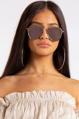 Cassandra Classic Rose Gold Mirrored Aviator Sunglasses