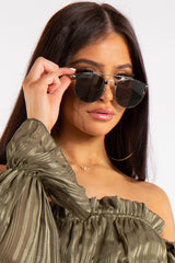 Sloan Black Silver Frame Aviator Sunglasses