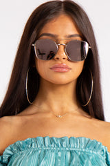 Hayley Rose Gold Mirrored Aviator Sunglasses