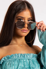 Hayley Rose Gold Mirrored Aviator Sunglasses