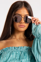 Hayley Rose Gold Mirrored Aviator Sunglasses