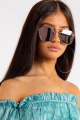 Hayley Rose Gold Mirrored Aviator Sunglasses