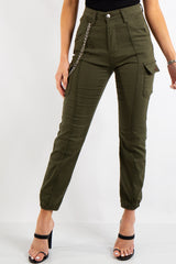 Kim Khaki Cargo Chain Trousers