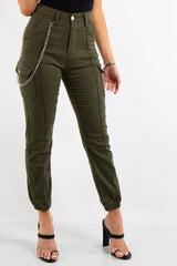Kim Khaki Cargo Chain Trousers
