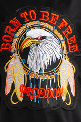 Itzel Black Eagle Badge Slogan Oversized Hoodie