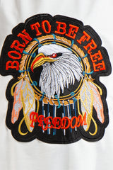 Edith White Eagle Badge Slogan Oversized Hoodie 