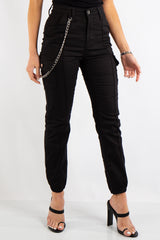 Kim Black Cargo Chain Trousers